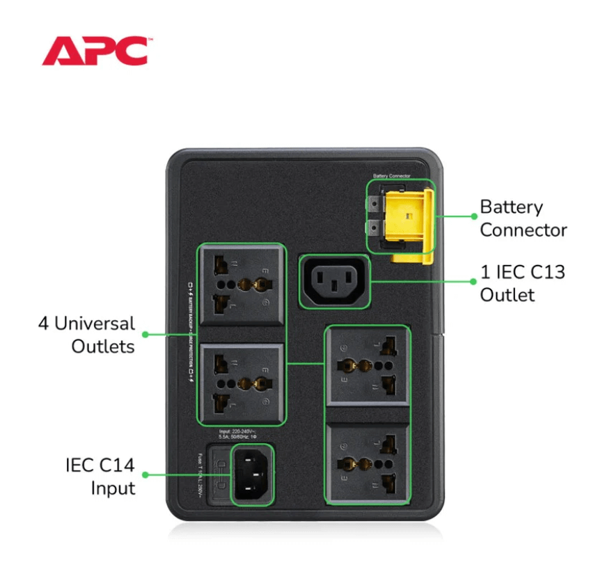 เครื่องสำรองไฟฟ้า APC 1200VA 250 วัตต์ รุ่น BVX1200LI-MS EASY UPS 5 ช่อง ป้องกัน ไฟตก ไฟเกิน